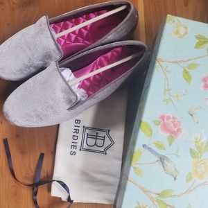 Birdies NWT/box &packaging Starling gray velvet slip on loafers